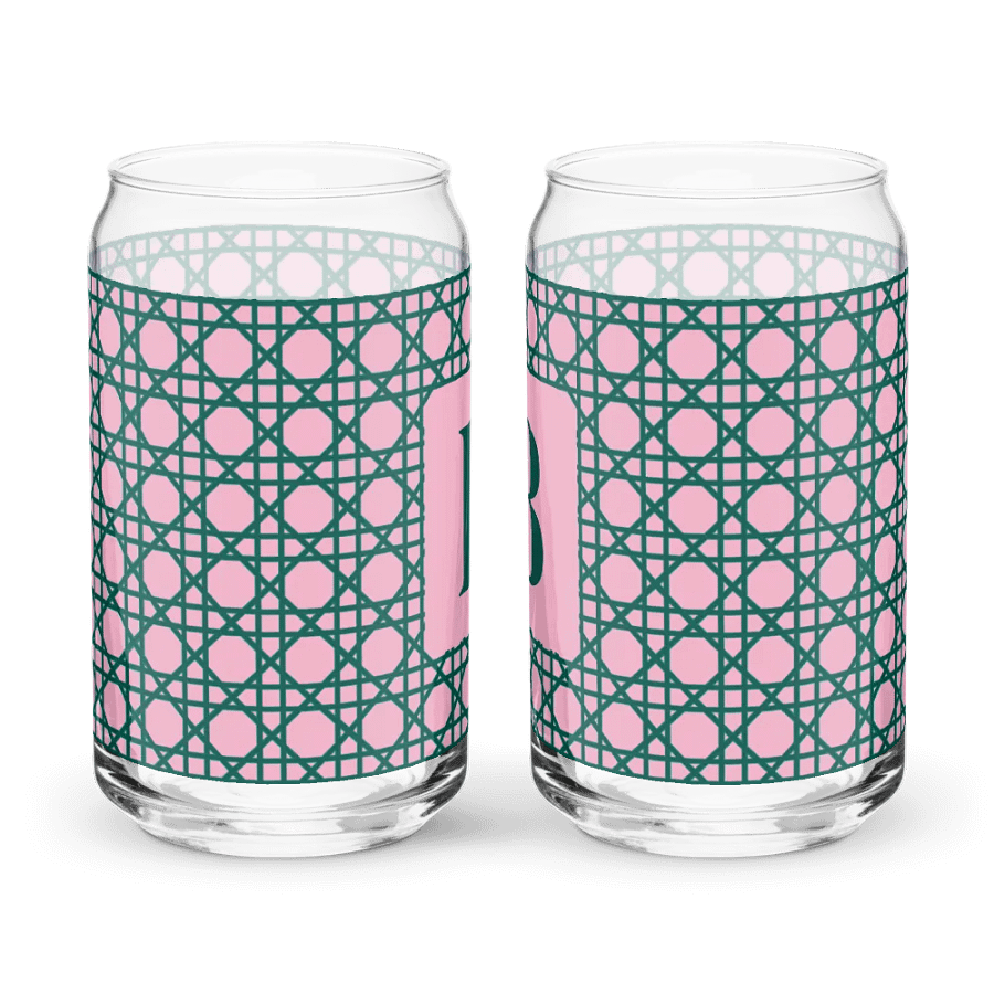 Cannage Green Pink Initial B Can-Shaped Glass product image (6)
