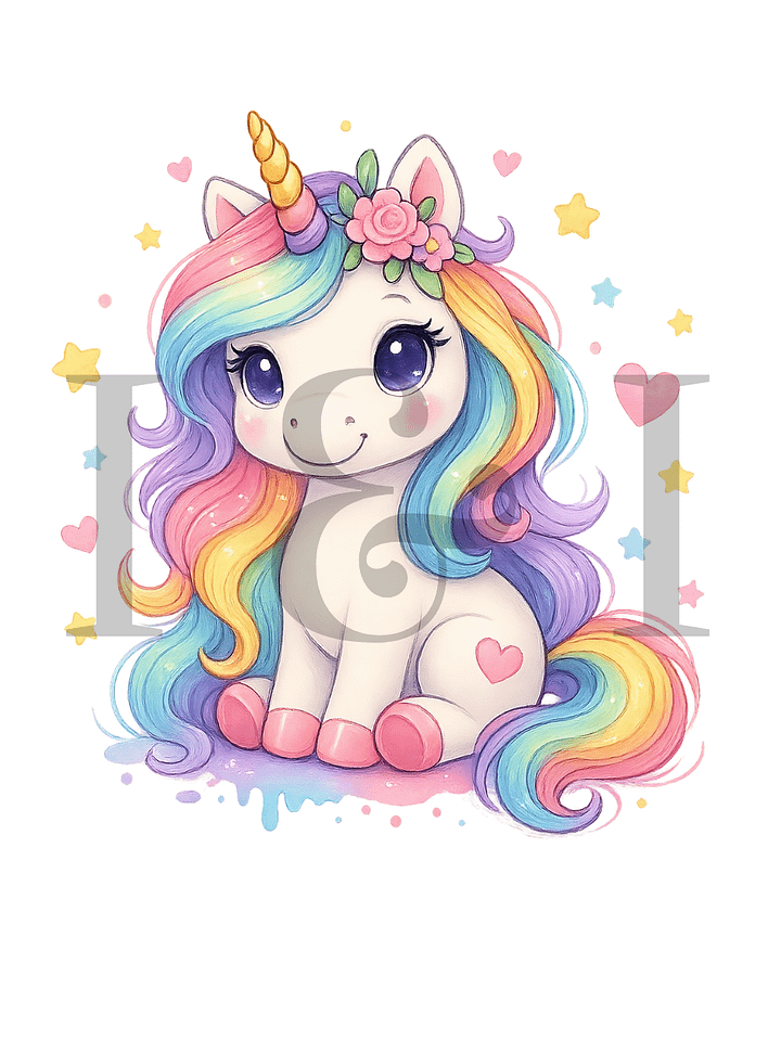 Cute Unicorn PNG | Sublimation, Waterslide, Printable Vinyl for Sublimation & Printing product image (1)