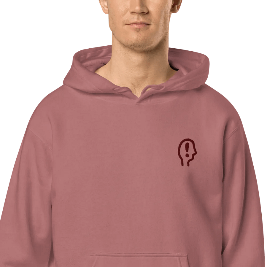EXCLAIMING MENTALLY (maroon) embroidered pigment hoodie product image (1)
