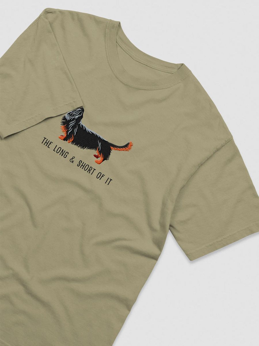 The Long & Short of It T-Shirt(Embroidered) of a Longhaired Dachshund(Black & Tan) product image (19)