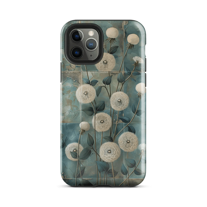 Dandelions Teal Tiles, Vintage Style - Tough Phone Case product image (2)