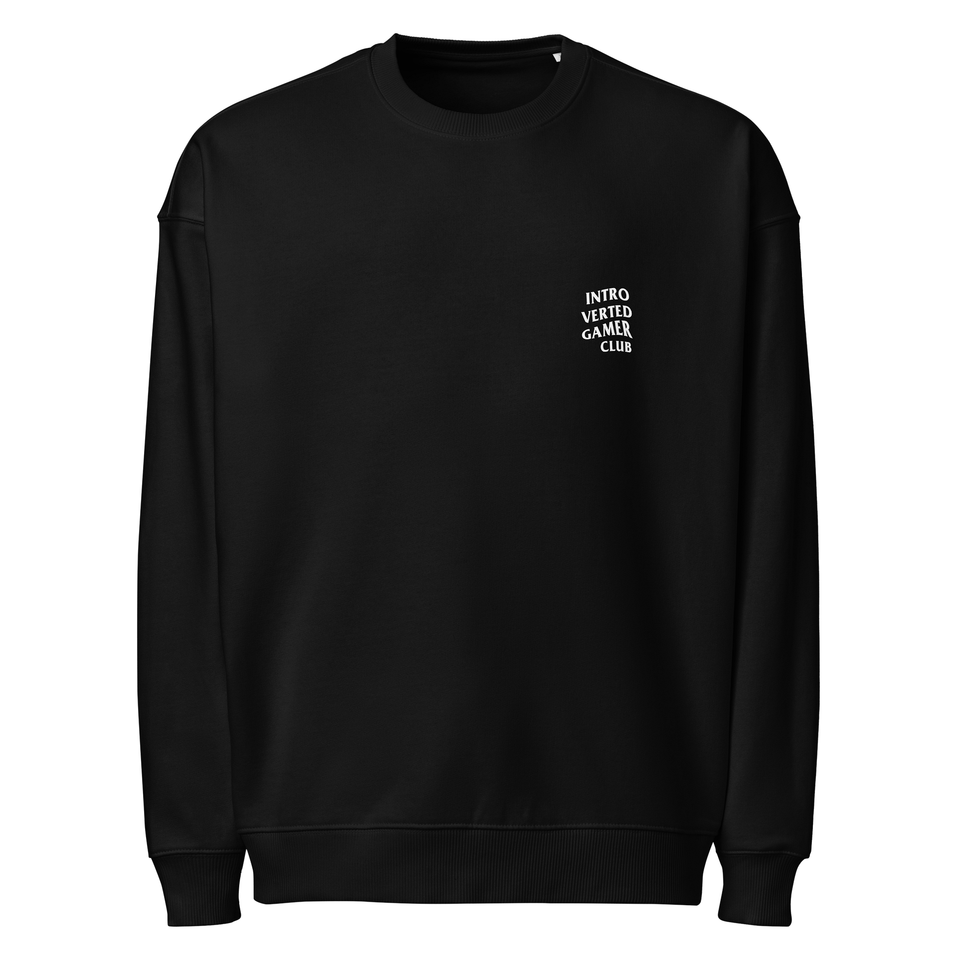 Introverted Gamer Club White on Black Oversized Sweatshirt product image (1)