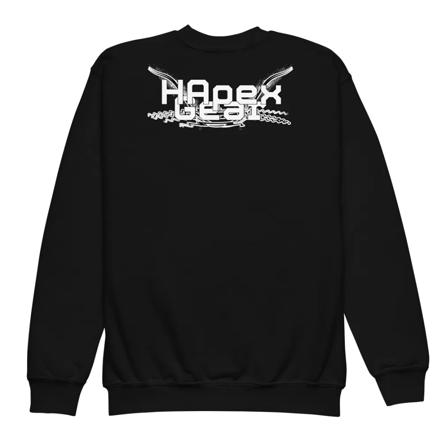 White HApex Gear Black Logo - Youth Crew Neck Sweatshirt product image (5)