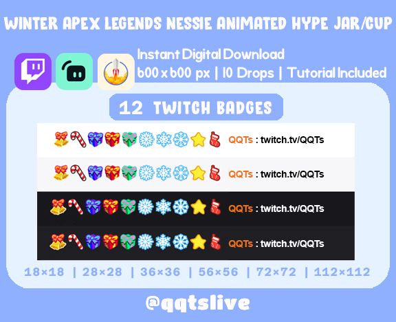 ANIMATED WINTER NESSIE Twitch Hype Jar - Stream Tip Cup+Sub Badges/2 Layers - 5 Outfit/Prop Options - 10 Bit Options+Set Up Tutorial product image (3)