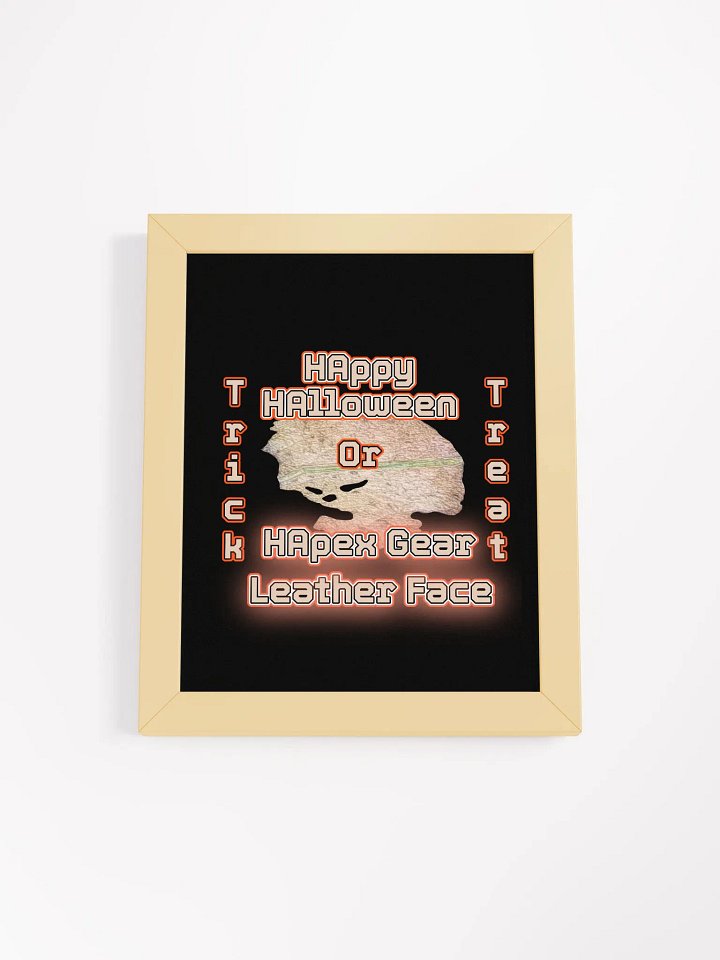 Framed High-Quality Matte Poster - Black - HAppy HAlloween Leather Face product image (1)