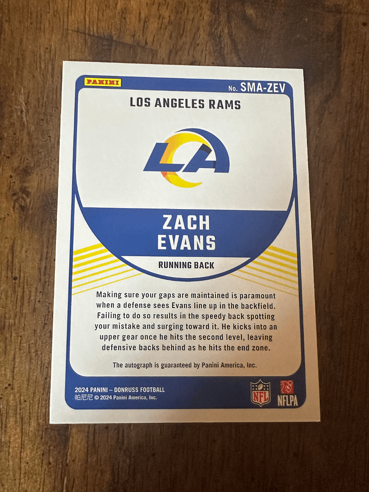 Autogrpahed Zach Evans Donruss product image (2)