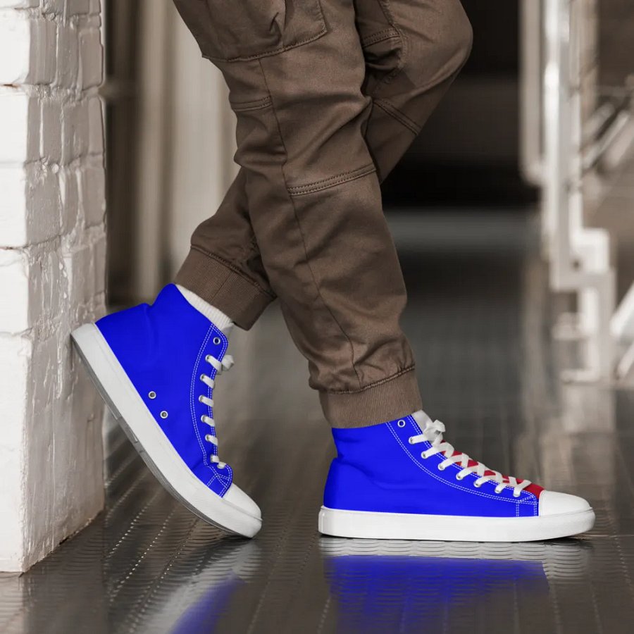 Men's red tonged high top canvas Flandan sneakers/ Red, White Blues product image (6)
