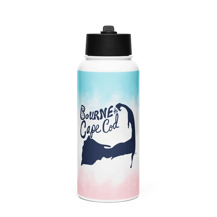 BOURNE to Cape Cod™ | Navy Logo | Stainless Steel Water Bottle | Iconic Pink, White & Blue product image (1)