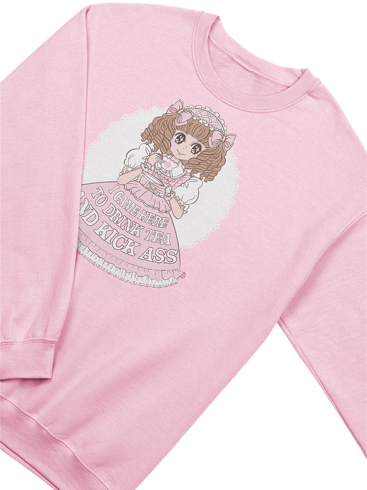 I Came Here to Drink Tea & Kick Ass (Oldschool, Pink) sweatshirt product image (2)