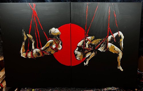 The Aching Marionettes - Diptych commission
 
I don’t even need to say anything do I? 😈 
 
 
Acrylic on canvas board, painted...