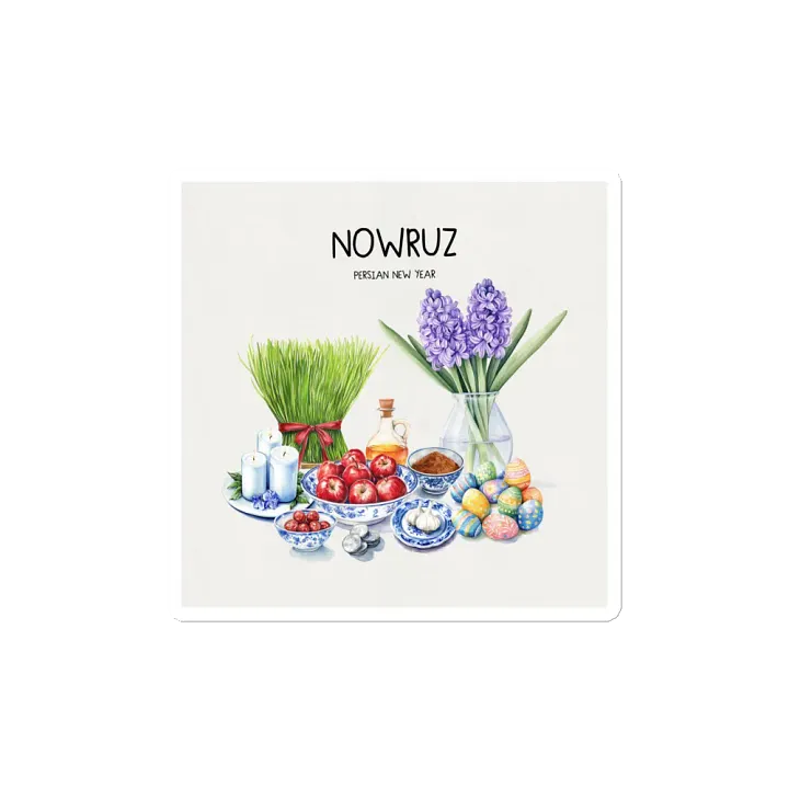 Nowruz Delight Die-Cut Magnets Set, Nowruz Watercolor Art, Haft-sin Table, Persian New Year, Persian Art product image (2)