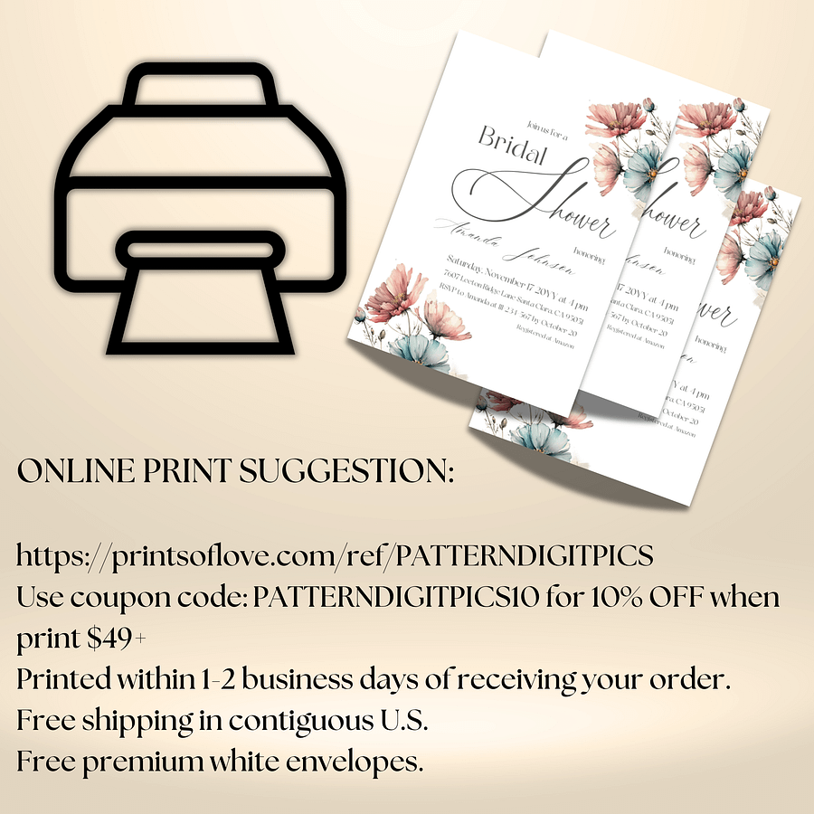 Wildflower Floral Bridal Shower Invitation, Boho Wedding Shower Invite Canva Template, Printable Rustic Garden Party Theme, Digital Download product image (10)