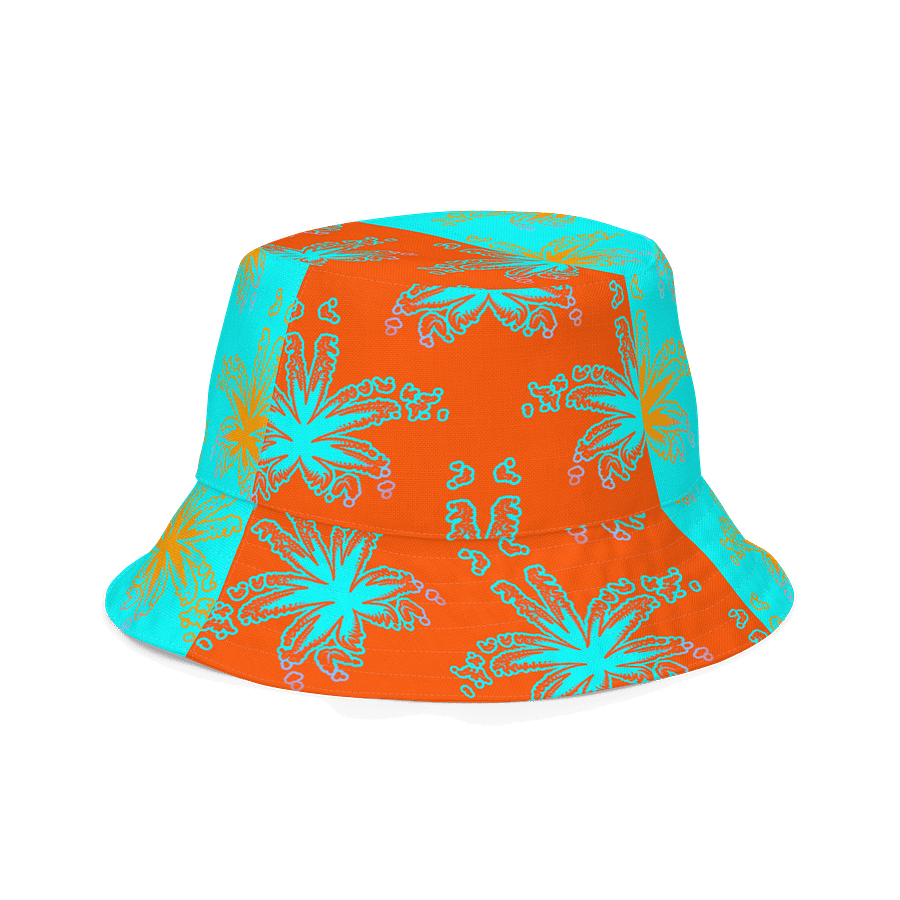 Stoner Circus Cannabis Summertime Reversible Bucket Hat, Pink Green Orange Blue Weed Reefer Rave Accessory, 420 Pot Leaf Festival Fashion product image (4)