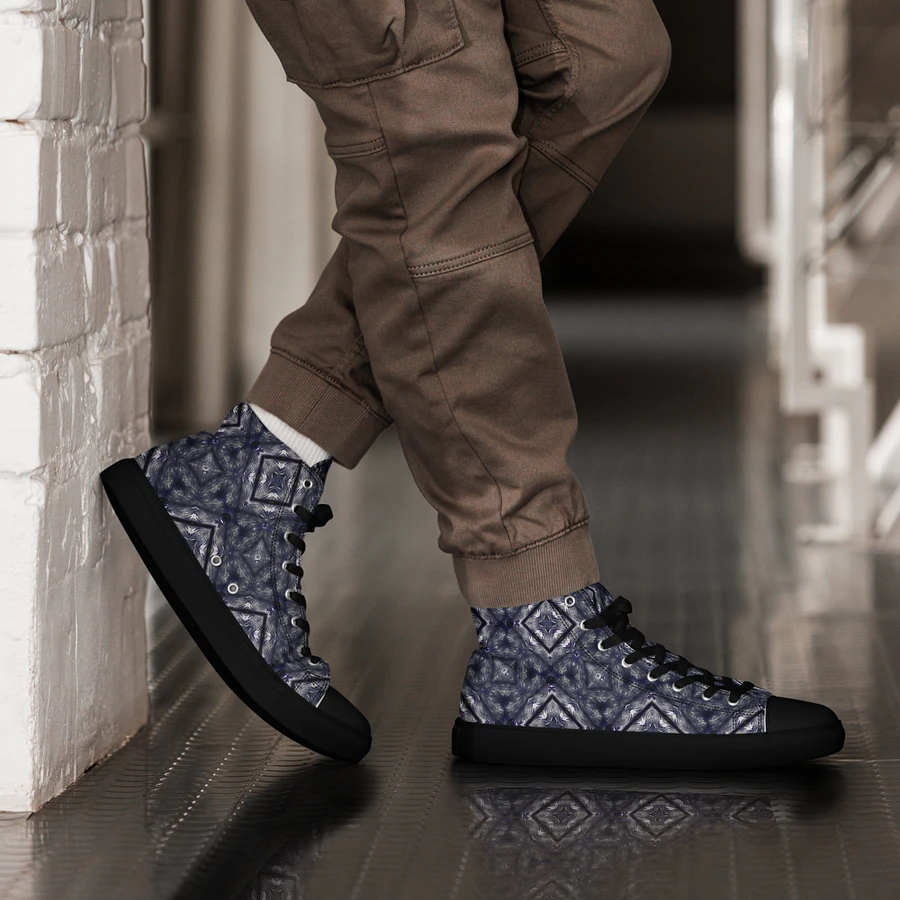 Abstract Dark Monochrome Diamond Men's Black Toe Canvas Shoe High Tops product image (28)