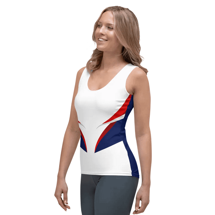 White And Blue Women's Tank With Wave Design product image (2)