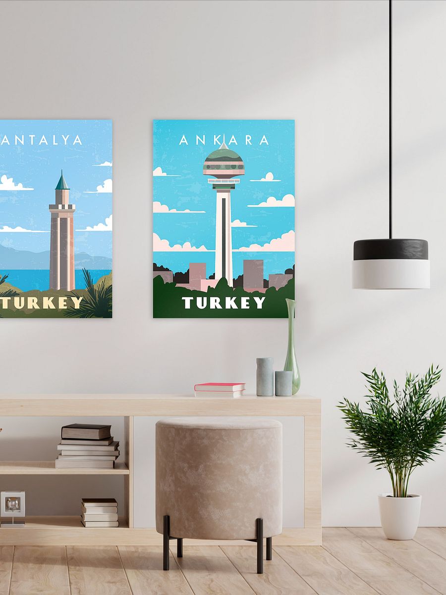 Ankara, Turkey — Retro travel minimalist poster, retro travel art, retro travel wall art, vector art product image (2)