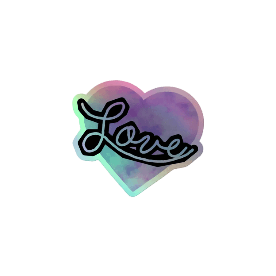 Silver Holographic Love sticker. product image (1)