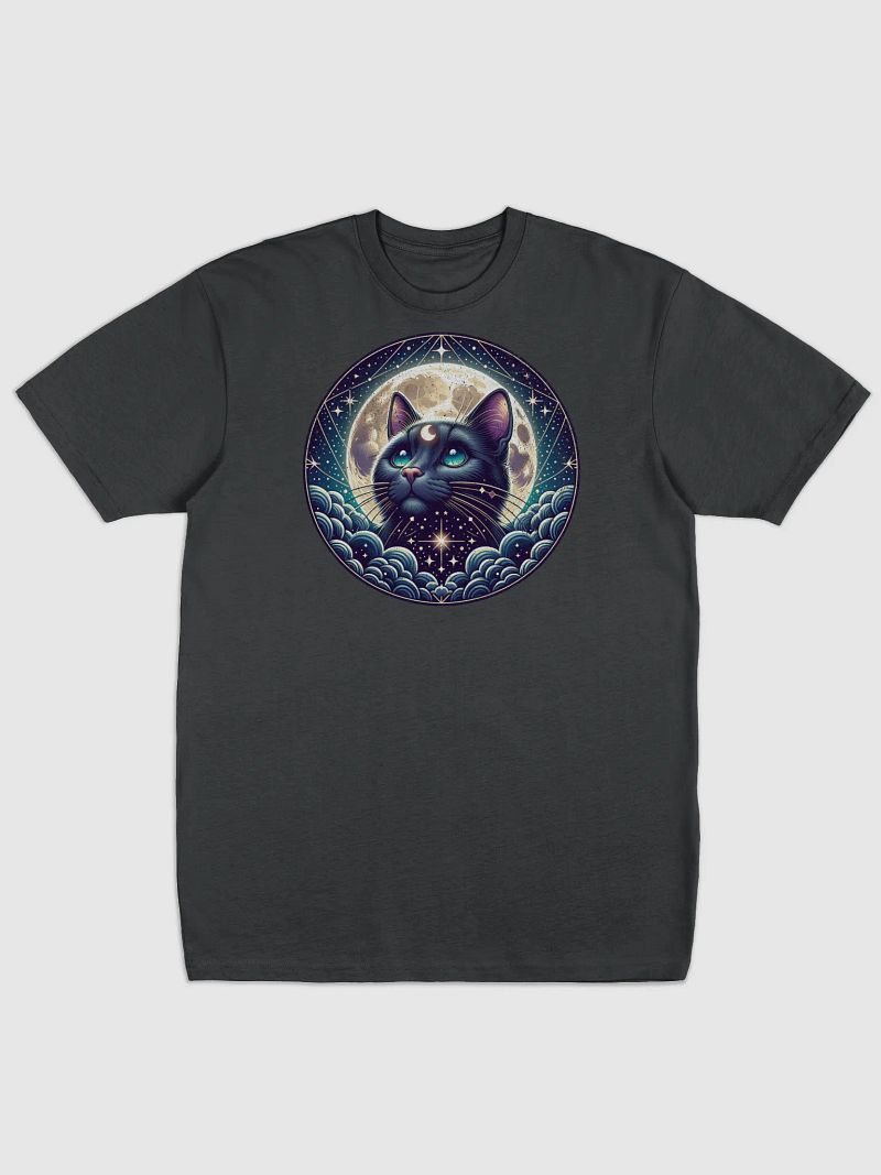 Mystical Stargazing Cat with Celestial Moon and Stars