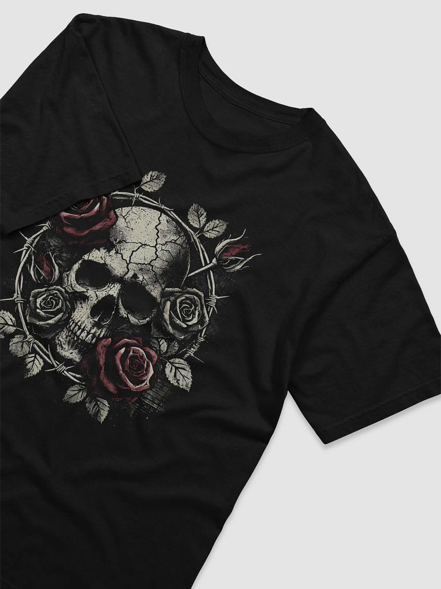 Vintage Skull and Roses Tee | Gothic Skull with Thorns | Dark Rose Skull Design product image (3)