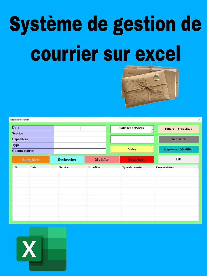 Système de gestion de courrier (outil Excel VBA) product image (1)
