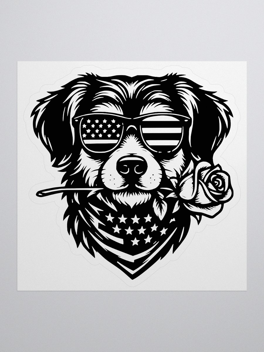 Cool Patriotic Dog Wearing Sunglasses & Rose | Border Collie Sticker product image (1)