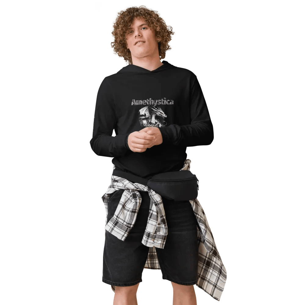 Bella+Canvas Hooded Long Sleeve: Rock On Dragon with Treasure Chest product image (6)