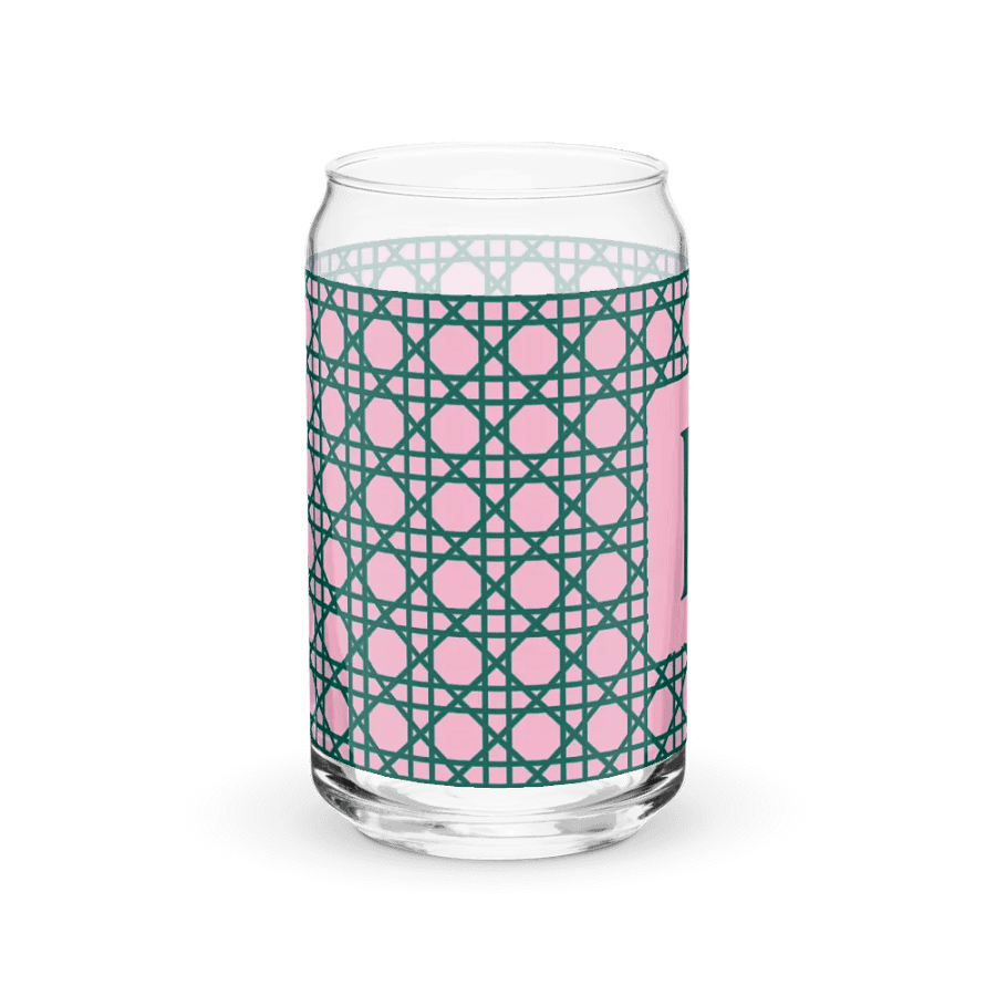 Cannage Green Pink Initial B Can-Shaped Glass product image (9)