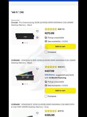 💻💸 “DDR RAM Prices Are Going Crazy!”   Last year: $98 → Now: $400 DDR5 Corsair Vengeance 32gb 6400mhz #PCBuild #TechTok #RAMPrices #GamingSetup 