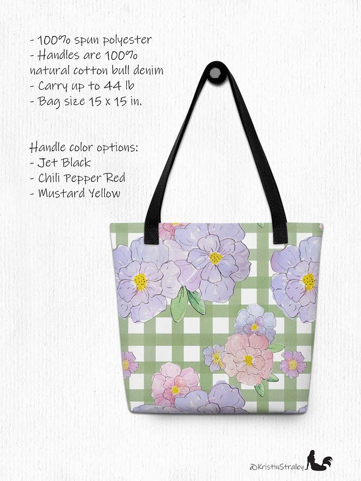 Gingham Blossoms - Lg Lavender Flowers on Green Gingham product image (2)