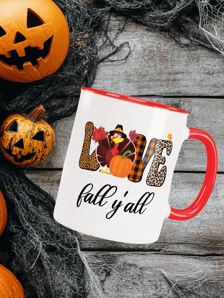 Love Fall Y'all Turkey Pumpkin Colorful Mug product image (1)