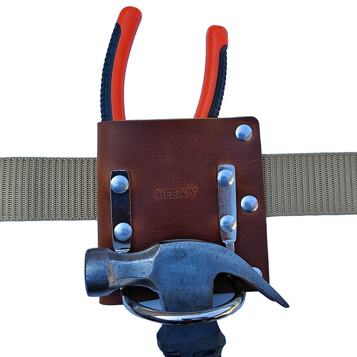 MEEBOY Leather Tool Holster, Leather Axe Belt Loop, Leather Hammer Holder for tool belt, heavy top grain leather axe holster product image (1)