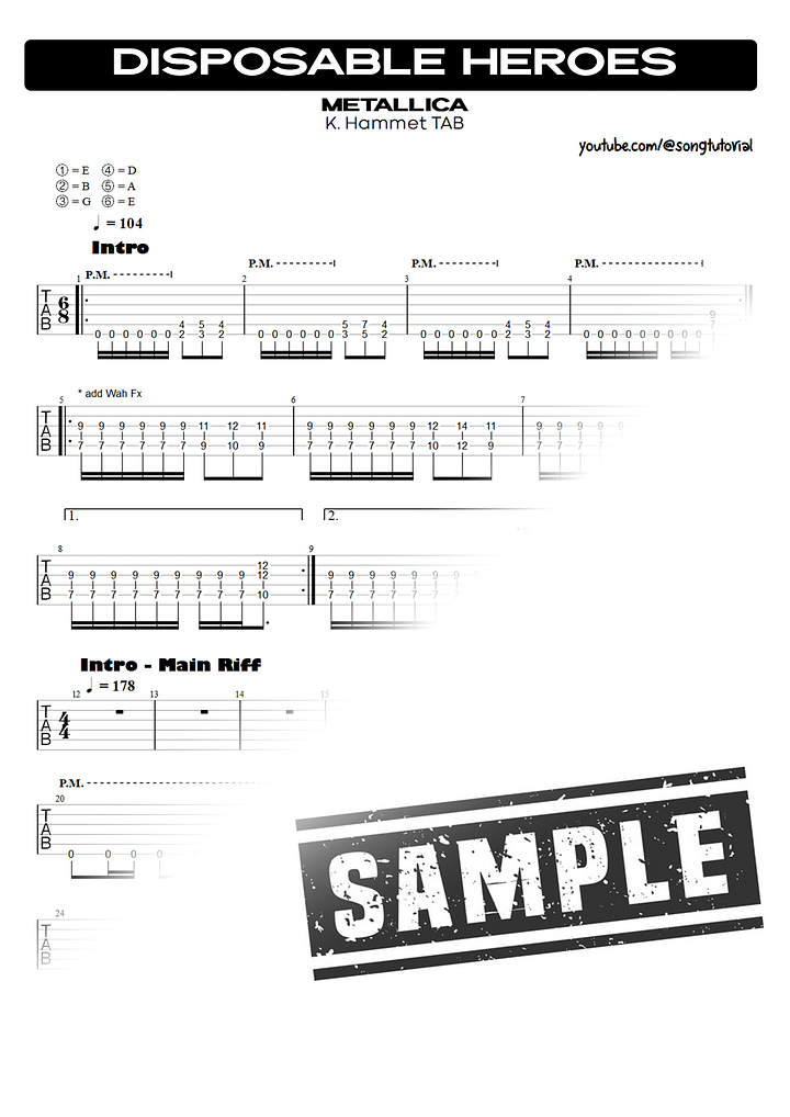 Disposable Heroes PDF TAB + Backing Track MP3 product image (2)