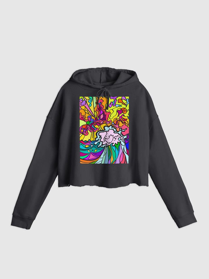 Vibrant Swirls Women's Cropped Hoodie - Wave at Sunset product image (4)