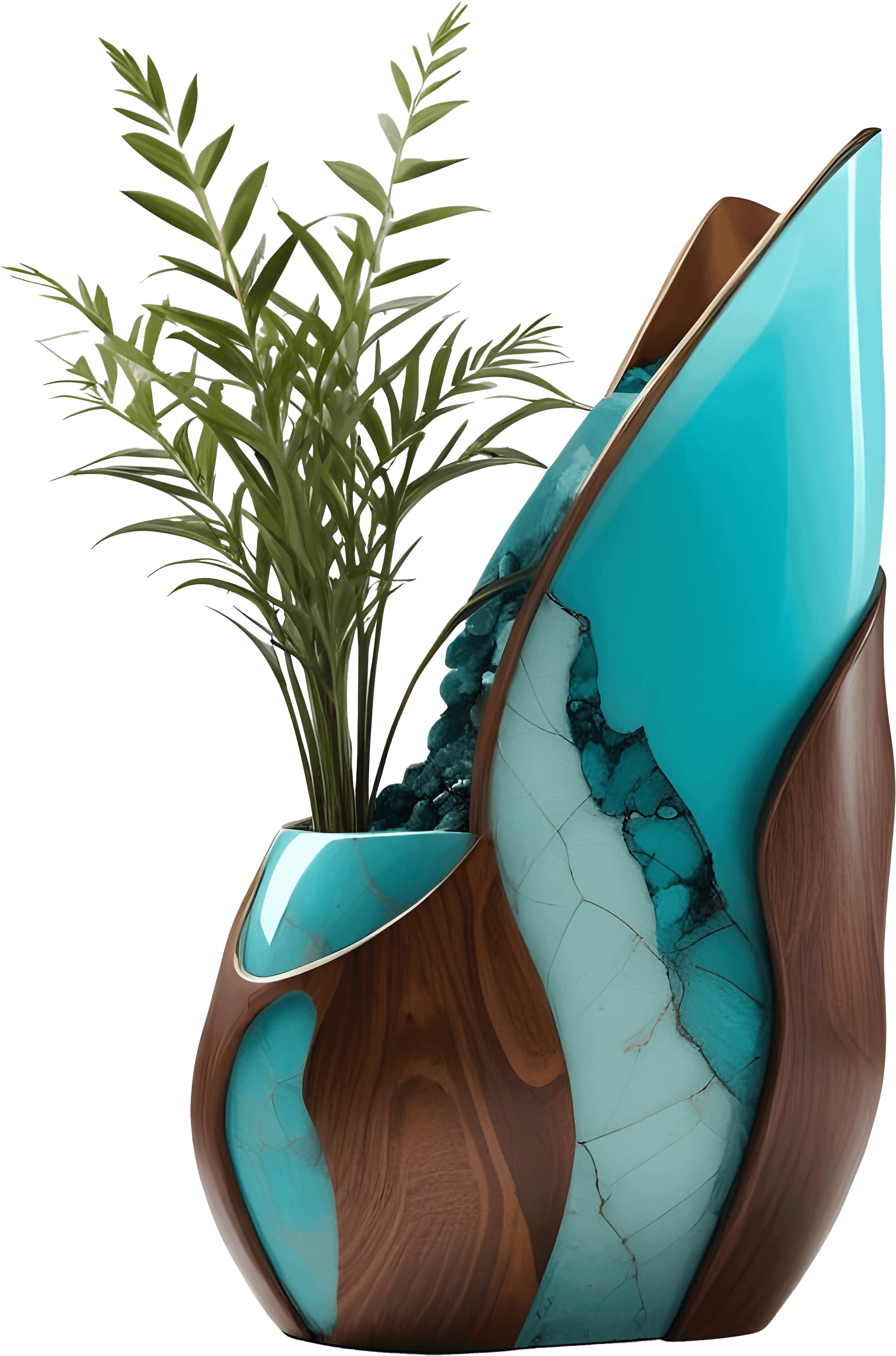 Turquoise Art Deco Style Vase, PNG product image (1)