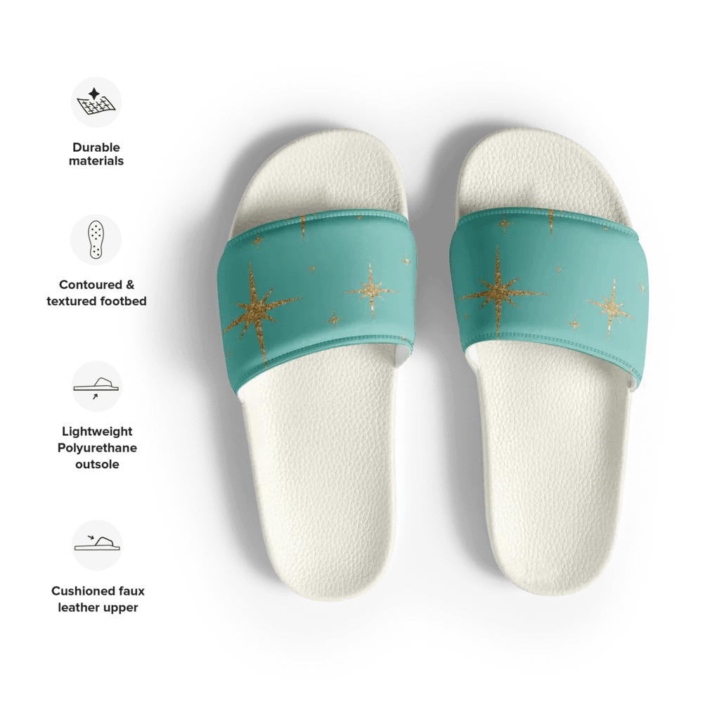 REAL Women's Slides - Teal with Gold Stars product image (11)
