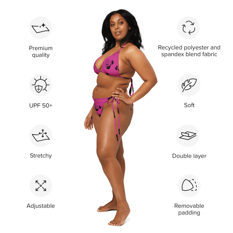 Pink design with mermaid - Recycled String Bikini product image (10)