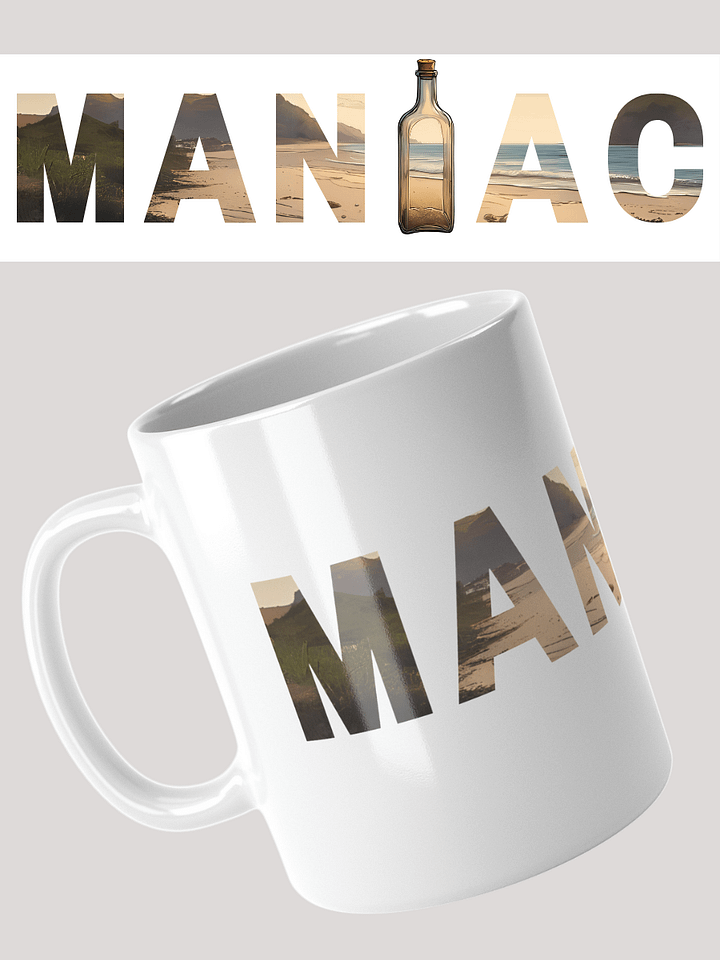 Beach Bottle MANIAC White Glossy Mug With Manic Bunny Logo product image (2)