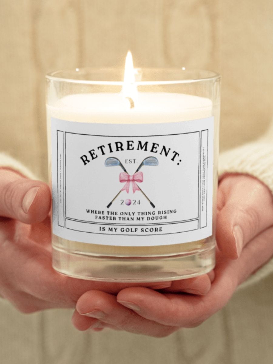 Personalized retirement coquette gift for a golfer - Soy wax vegan candle product image (1)