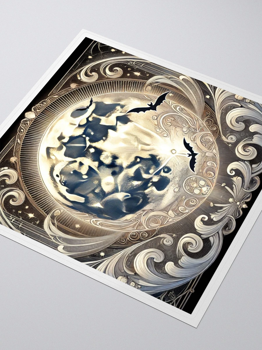 Art Nouveau Full Moon and Flying Bats Vinyl Sticker – Mystical Night Decor product image (3)