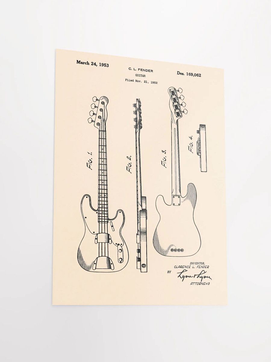 Vintage bass guitar patent print product image (3)