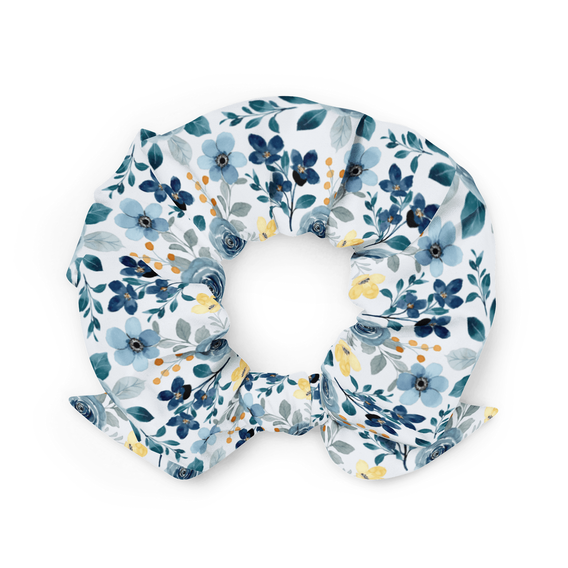 Blue Floral Scrunchie | Sustainable Hair Accessory product image (2)