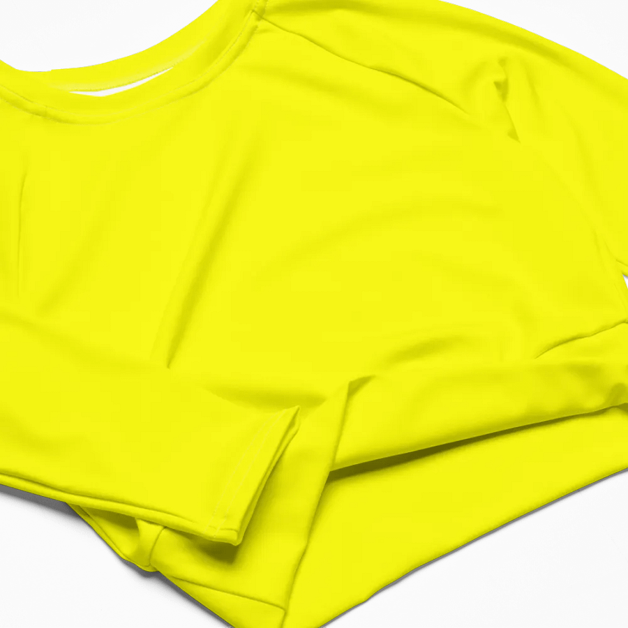 Plain Color Yellow Long Sleeve Crop Top product image (9)