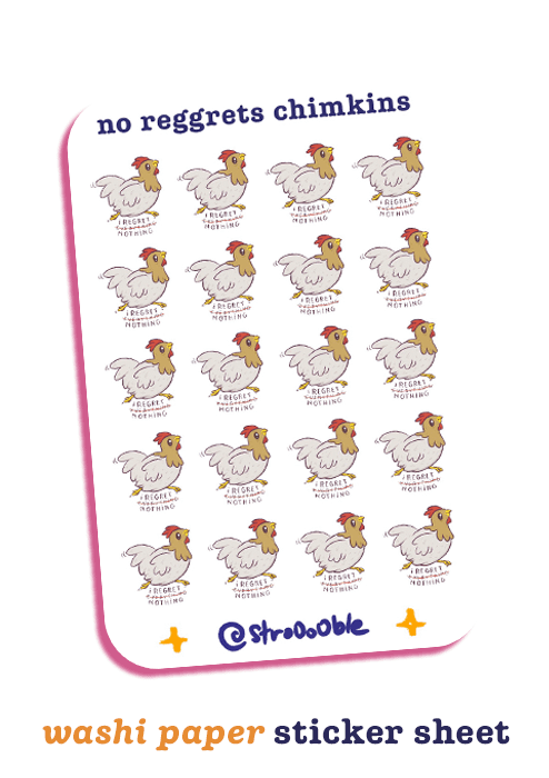 washi sticker sheet : no reggrets chimkins product image (1)