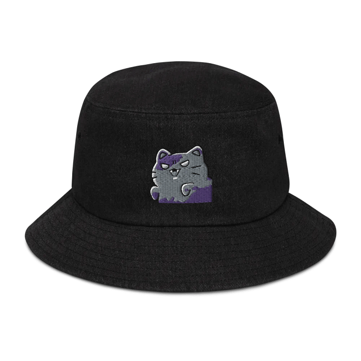 Sly Purple Cat Cartoon Denim Bucket Hat product image (1)