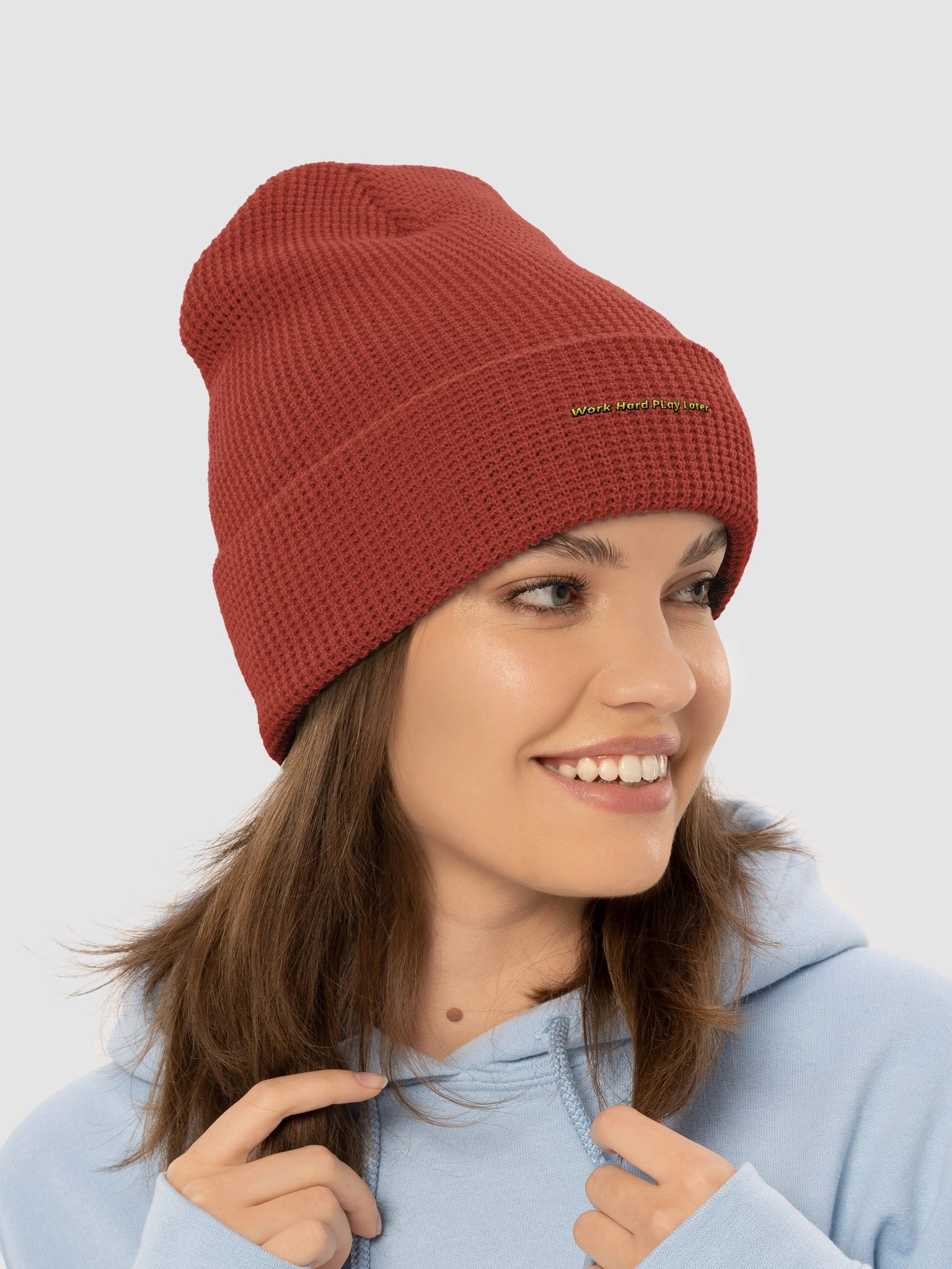 Work Hard Play Later. Waffle Beanie product image (23)