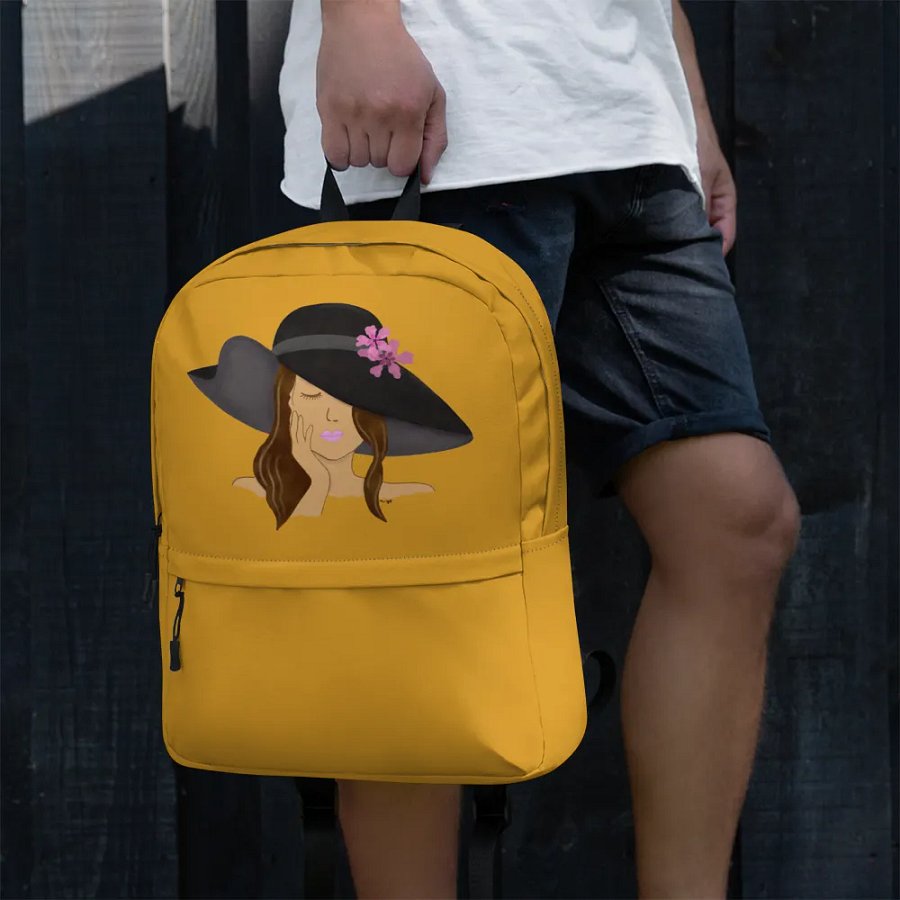 Girl with Hat Yellow-Brown Backpack product image (2)