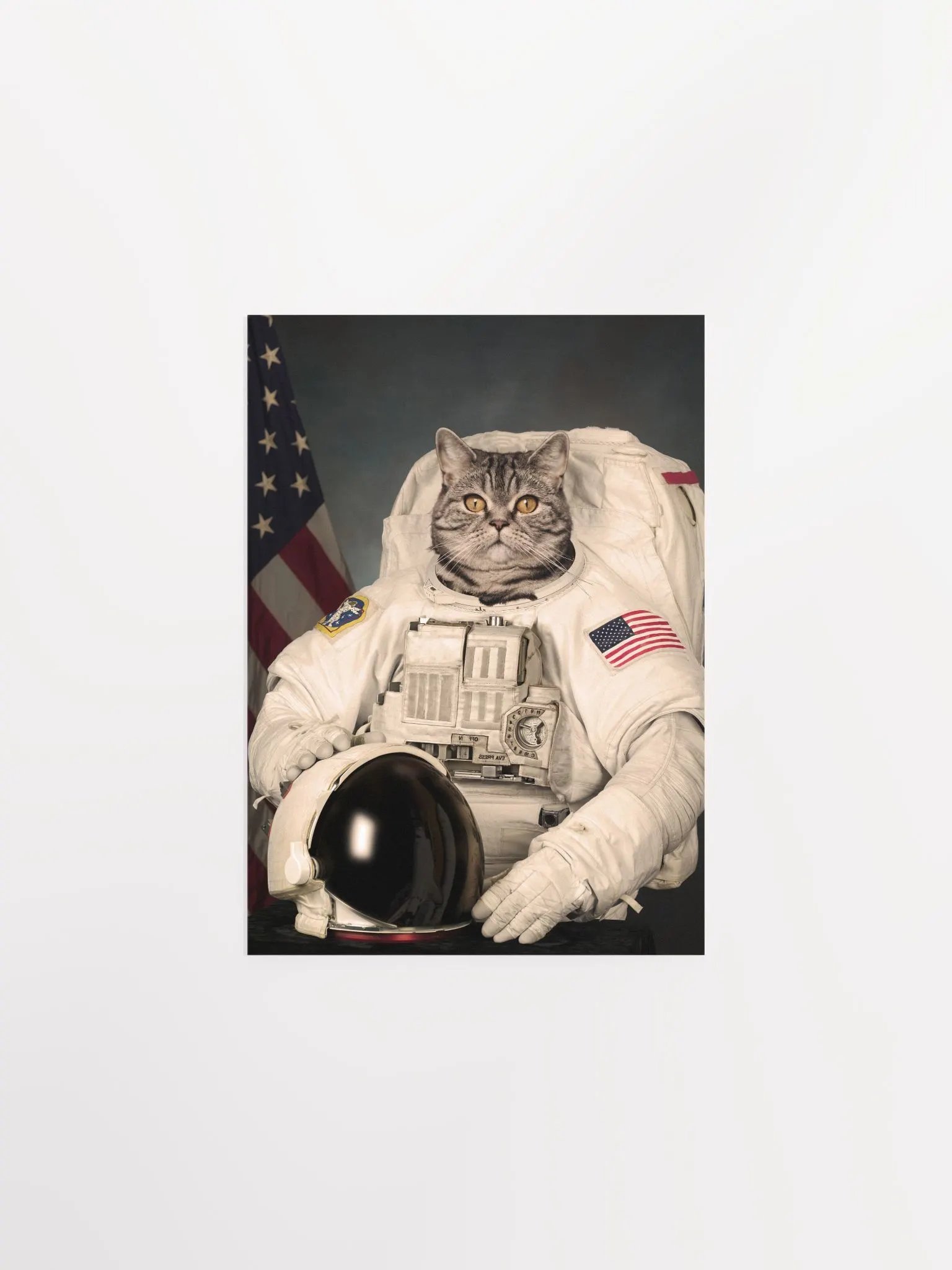 Cat Astronaut, NASA photo — space collage poster, astronaut photo portrait, digital collage, space poster product image (6)