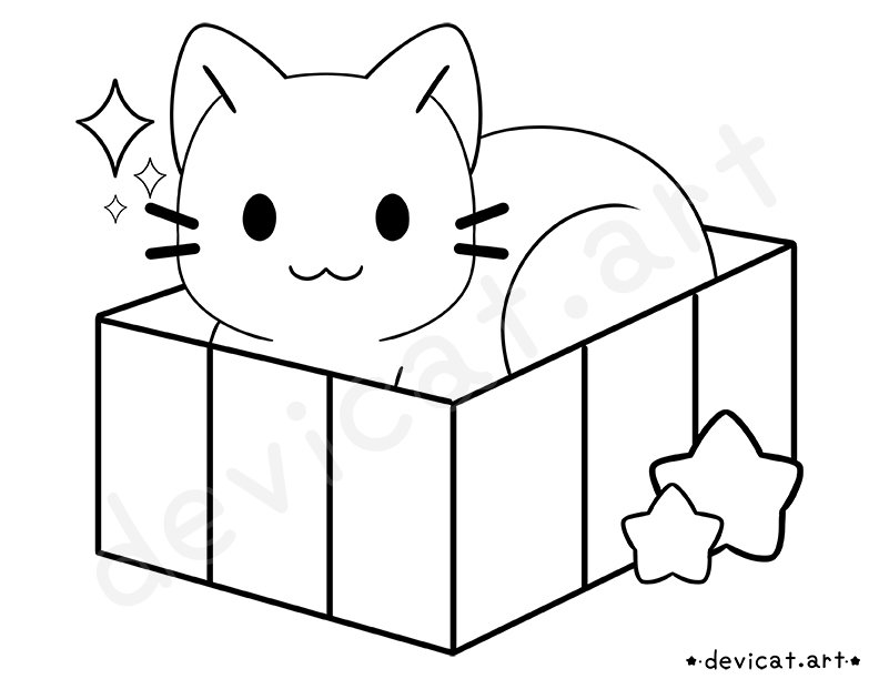 CandiCat Cat In A Box 2023 Coloring Page product image (1)