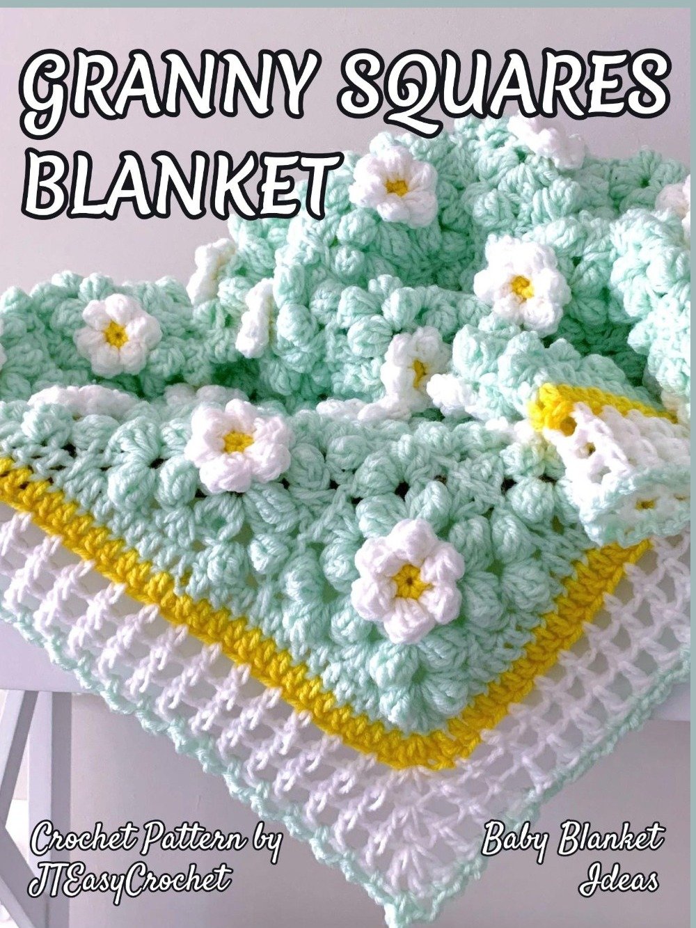 Daisy Flower Crochet Blanket Pattern, 3D Daisy Granny Square Textured Afghan product image (12)