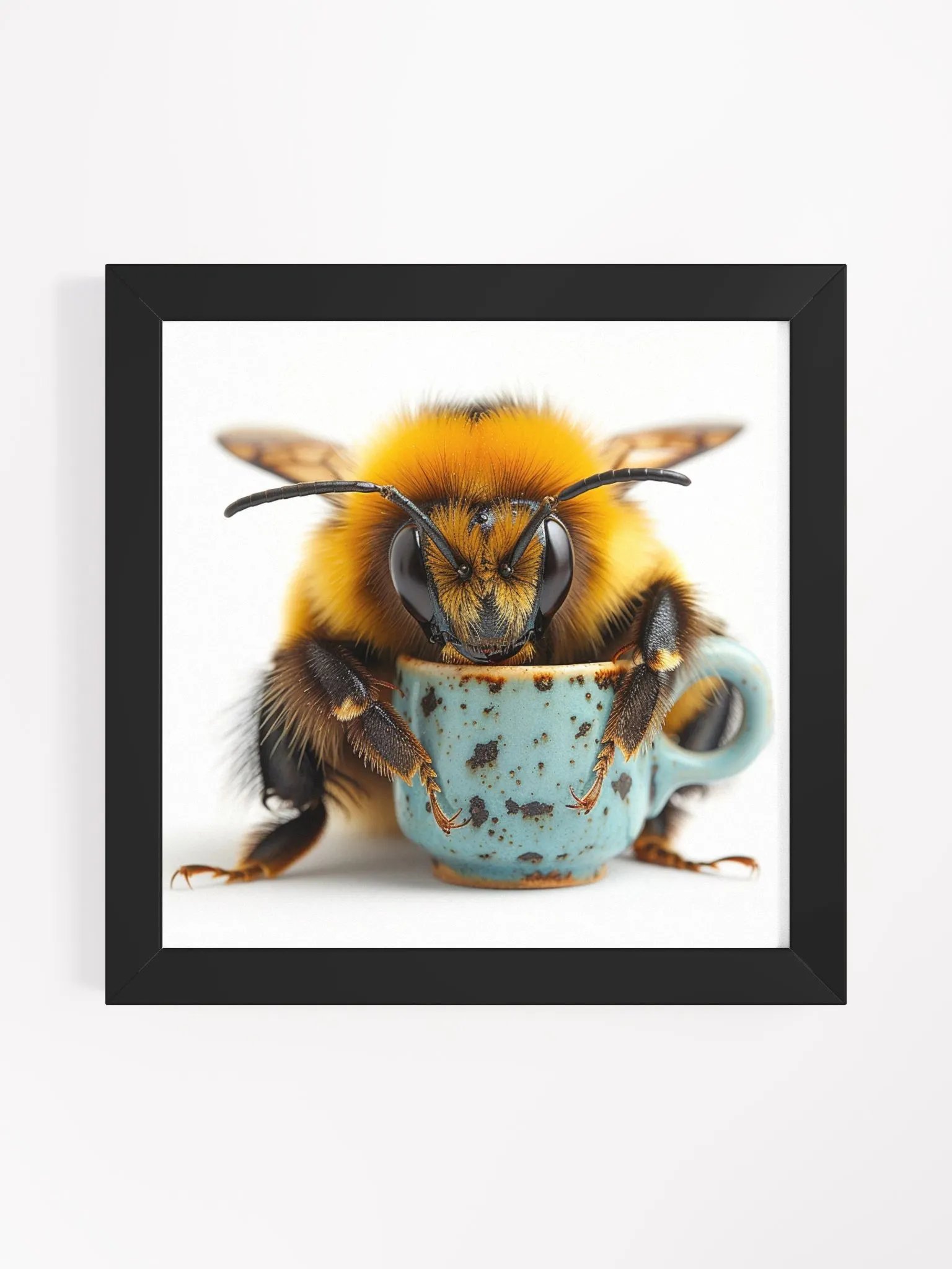 Cute Coffee Lover Honey Bee Framed Wall Art product image (1)
